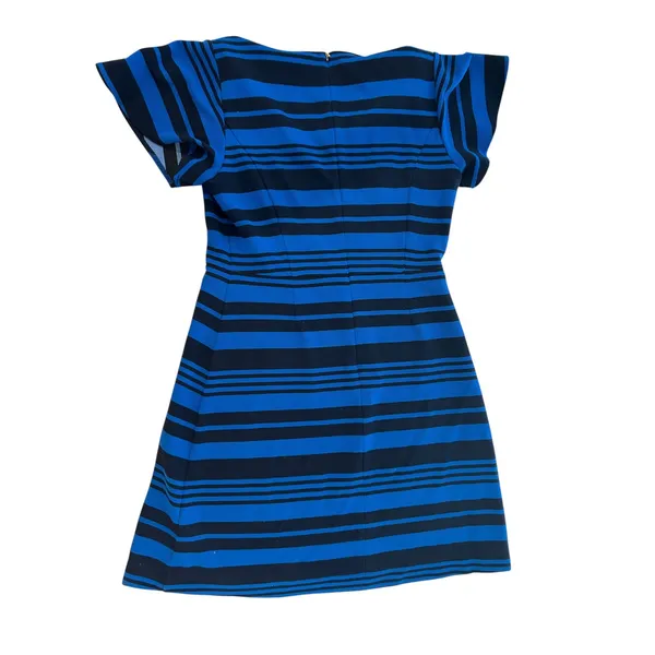 Draper James Womens Blue Navy Striped Flutter Sleeve V-Neck Mini Dress Size M - Image 2