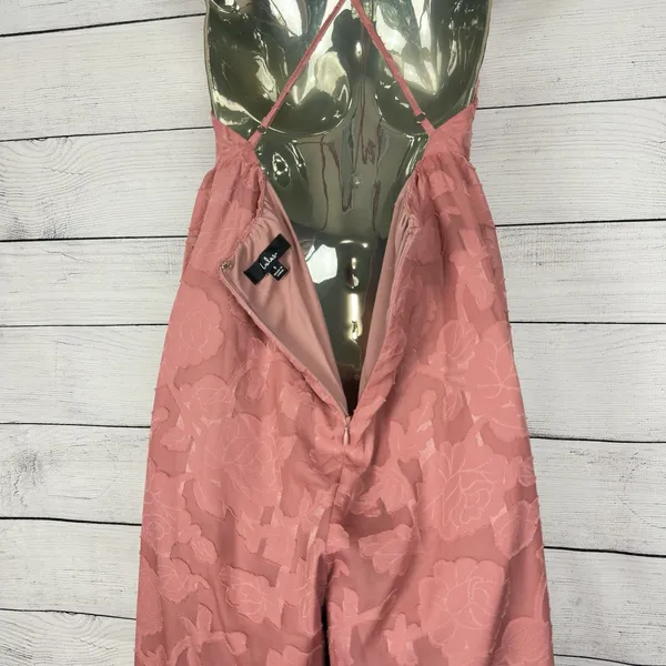 Lulus‎ Days of Beauty Rusty Rose Burnout Floral Surplice Jumpsuit Sz Small Party - Image 8