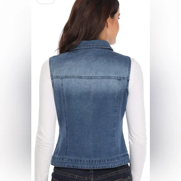 En Jean Stylish Blue Denim Vest Size M - Image 5
