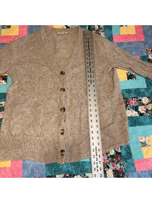 Madewell Women's L 100% Merino Wool Beige Button-Up “Cozy” Sweater Ultra Soft - Image 10