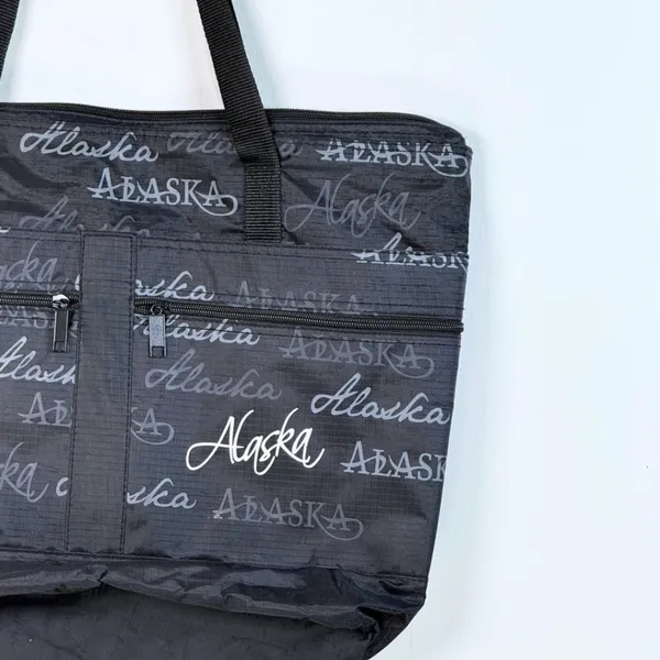 Black Tote Bag Alaska Multi Pocket Shoulder Strap Beach Travel Gorpcore - Image 4
