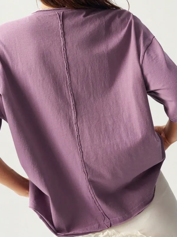 BellanBlue Purple Short Sleeve Tee with Heart Patches - Image 5