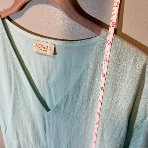 Nomad The Label Mint Green Cotton V-Neck Maxi Dress with Pockets Women's Small - Image 11