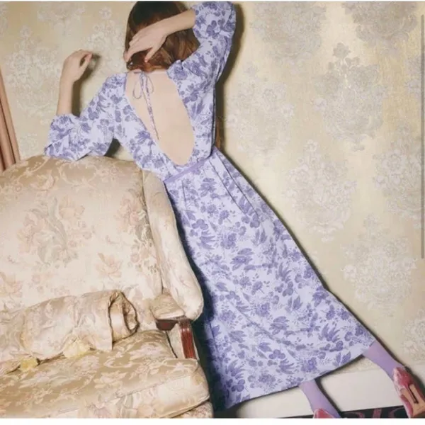 Hill House the Simone Dress Lilac Tonal Floral print size M NWT - Image 2