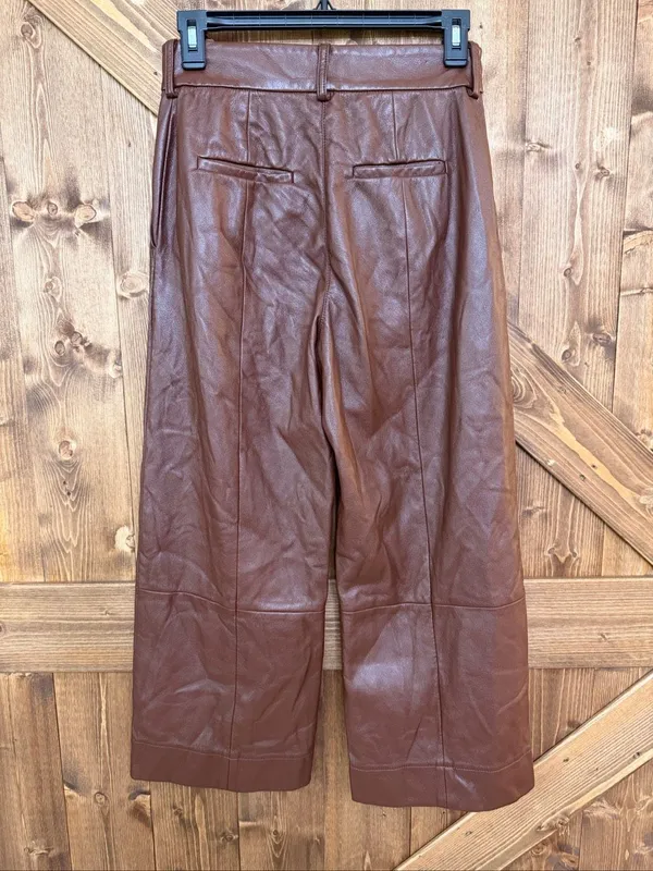 Jason Wu Collective Women’s Size 0 Brown Faux Leather High Rise Cropped Pants (9 - Image 5