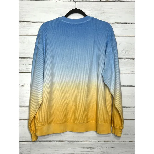 Moon Ryder Small Corded Crewneck Sweatshirt Blue Yellow Cotton Long Sleeve - Image 8