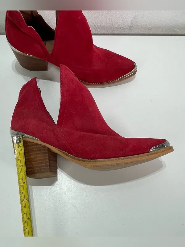 Jeffrey Campbell Cromwell Women's 9 Red Suede Leather Western Ankle Boot - Image 3