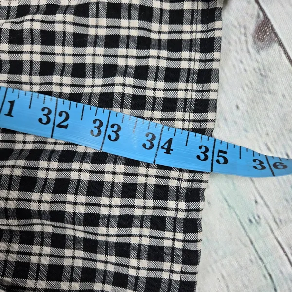 LOFT Womens Black Cream Plaid Tiered Shirt Dress Size M‎ Long Sleeve Gingham - Image 8