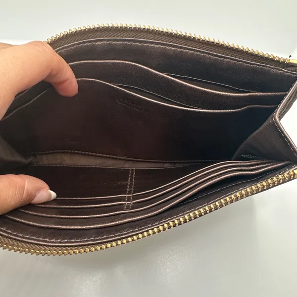 COACH Brown Aud Tan Optic Swirl Wallet Wristlet - Image 5