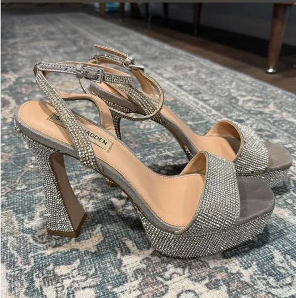 Steve Madden Womens Lashed Rhinestone Open Toe Slingback platform heels - Image 2