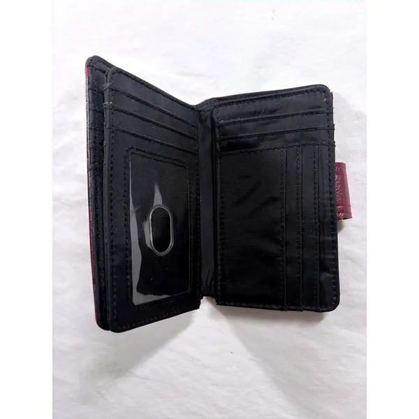 Red Black Plaid Bifold Wallet Kiss Lock Coin Pouch Faux Leather Preppy Accessory - Image 5