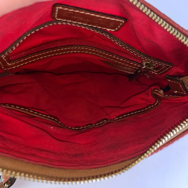 Dooney and Bourke Burnt Orange Pebbled Leather Crossbody Handbag Medium - Image 7
