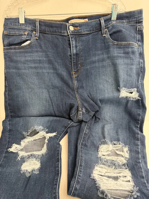Levi’s 721 High Rise Skinny Women's Distressed Dark Blue Jeans - Image 2