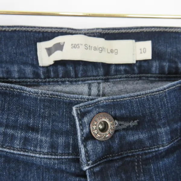 Levi's 505 Straight Leg Bootcut Jeans Dark Wash Size 10 30" - Image 5