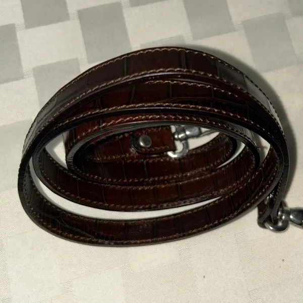 Crocodile Embossed Brown Leather Strap Purse/Bag - Image 2