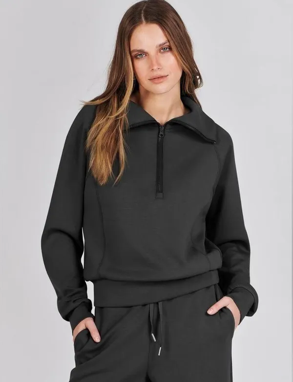 Black Quarter Zip Up Sweatshirt - Image 5