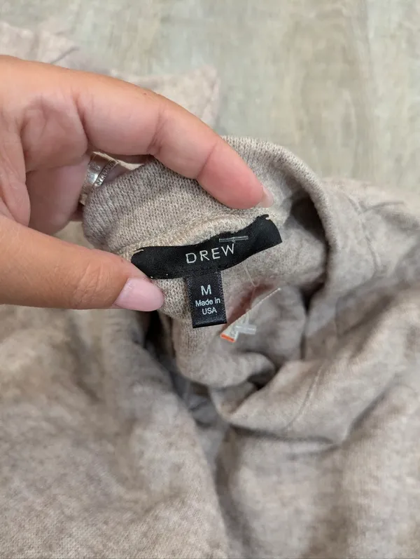 DREW Tan V-Neck Sweater Size Medium - Image 2