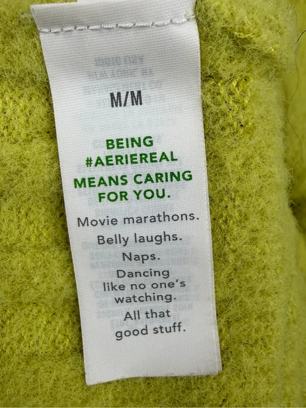 Aerie Fuzzy Ribbed Sweater Medium Chartreuse Balloon Sleeve Cozy Knit Top - Image 6