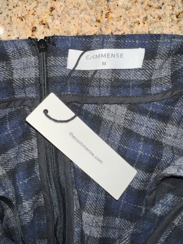 CoMMENSE Plaid Tweed Midi Skirt SPU: OA250929034 COLOR - Navy, Size Medium NWT - Image 9