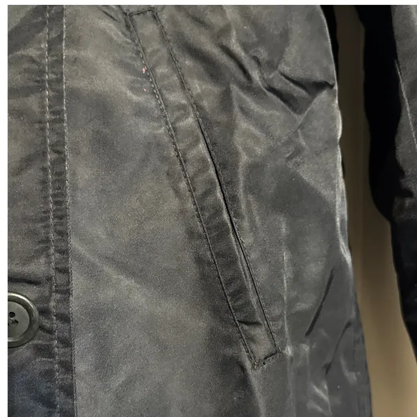 J.Crew Black Nylon Rain Jacket Womens Small Double Breasted Lightweight Coat - Image 5