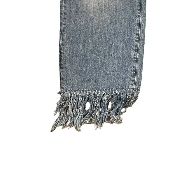 3X1 Fringe Hem Crop‎ Straight Leg Jeans Distressed Mid -Rise Cotton 31 Women NWT - Image 4