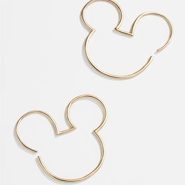 Disney x BaubleBar Mickey Mouse Outline Wire Hoop Earrings Gold NWT - Image 4