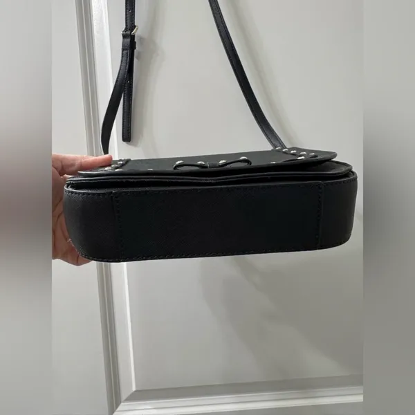 Kate Spade Black Saffiano Leather Rhinestone Studded Bow Crossbody Bag - Image 5