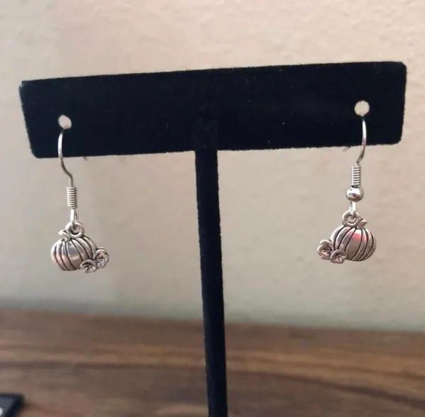 Silver Pumpkin Earrings - Image 2