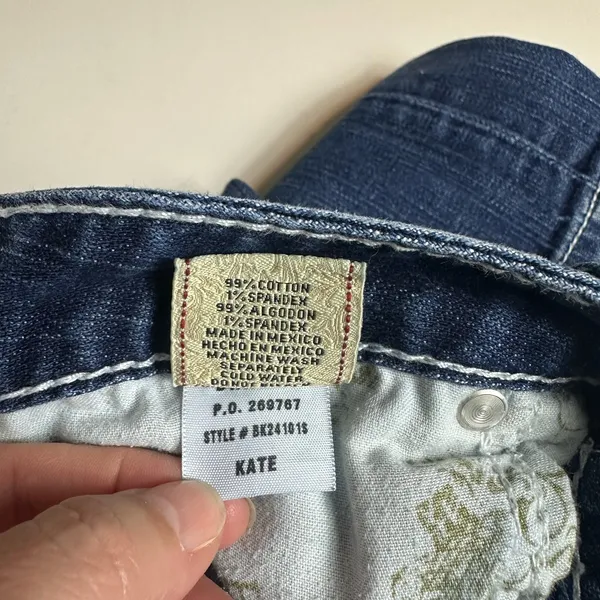 BKE Buckle Mid Rise Dark Wash Distressed Embellished Bootcut Kate Jeans Size 30 - Image 11
