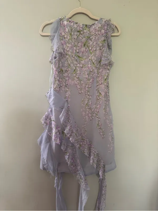 Elliatt Lilac Ruffle Mini Dress with Floral Embroidery - Image 4