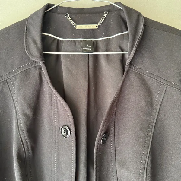 White House Black Market Office Siren Academia Peplum Button‎ Up Blazer 6 Black - Image 2