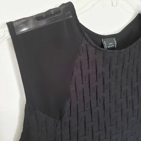 Zara W/B Womens Top Sz M Basket Sheer Cropped Festival Goth Y2K Grunge Minimal - Image 3