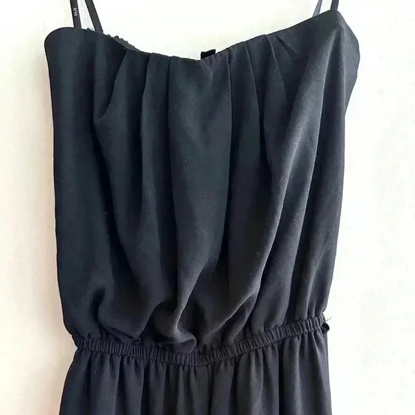 Iris Los Angeles Black Strapless Jumpsuit, Flowy Chiffon Jumpsuit, Size Small - Image 2