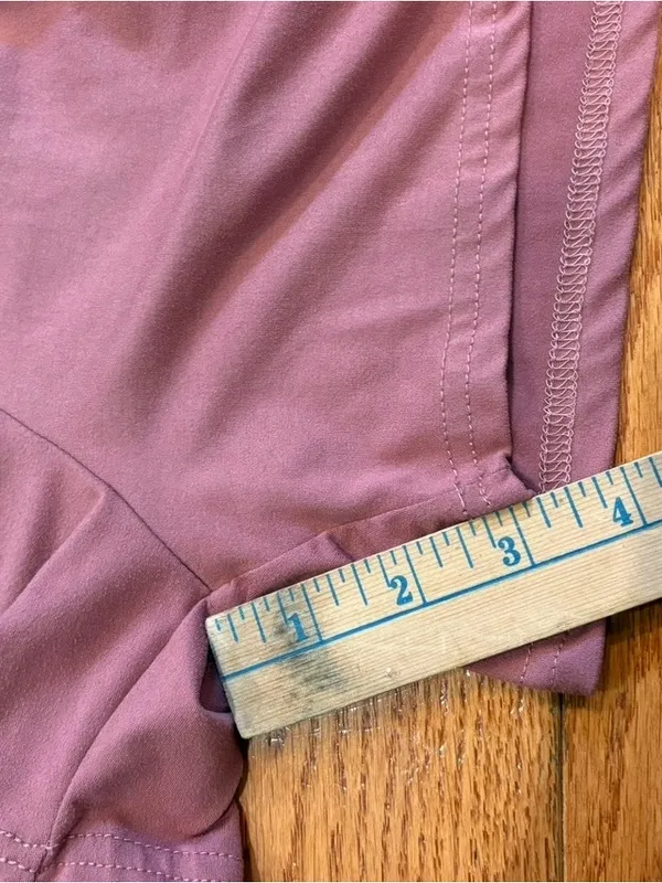 Gray Waffle Knit Henley Top & INDERO Mauve Ruffle Shorts Set L Cozy Loungewear - Image 5