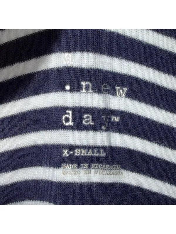 A New Day XS Navy White Striped Long Sleeve Top - Image 4
