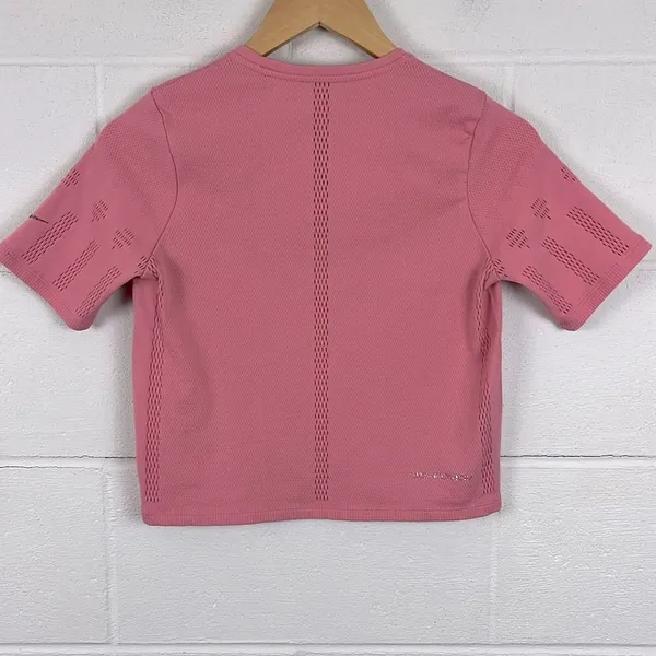 Nike Yoga women’s Dri-Fit Adv luxe short sleeve pink crop top athletic size M - Image 3