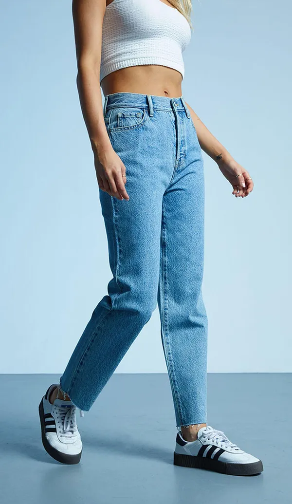PacSun Medium Blue High Waisted Straight Leg Jeans - Image 2