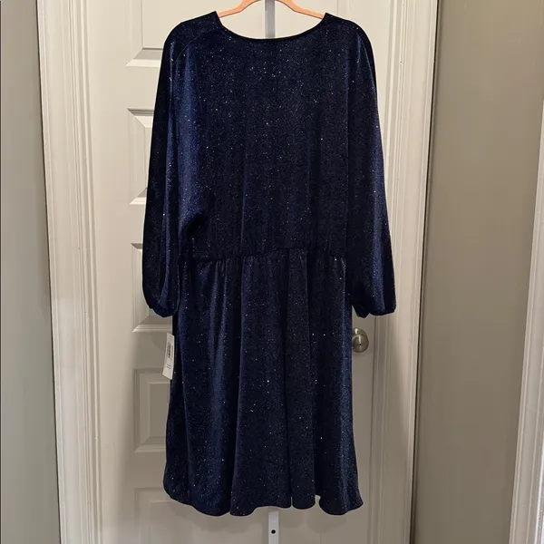 London Times NWT Plus Size 3X Navy Sparkle Party‎ Dress Evening Cocktail - Image 8