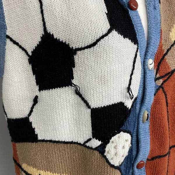 CHRISTOPHER & BANKS VTG Hand Embroidered Sports Balls Cardigan Sweater Vest L - Image 2