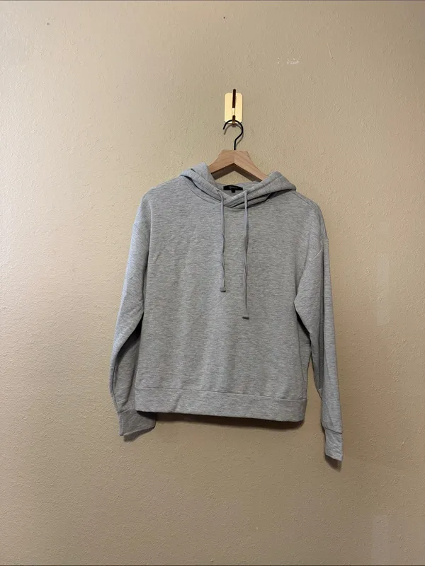 Quince super soft fleece pullover hoodie heather gray size Small - Image 2