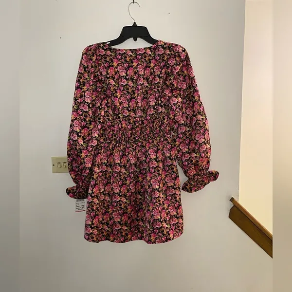Vero Moda Elly Floral Mini Dress Long Sleeve NWT Small Pink - Image 10