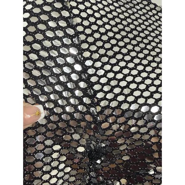 Women’s Silver Sequin Mini Dress Long Sleeve Bodycon Club Cocktail Size M NWT - Image 9