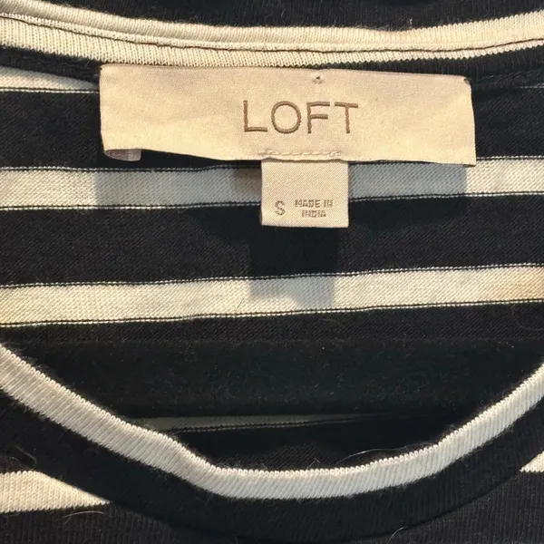 Ann Taylor Loft Black & White Stripe Cotton Long Sleeve Tee - size Small - Image 4