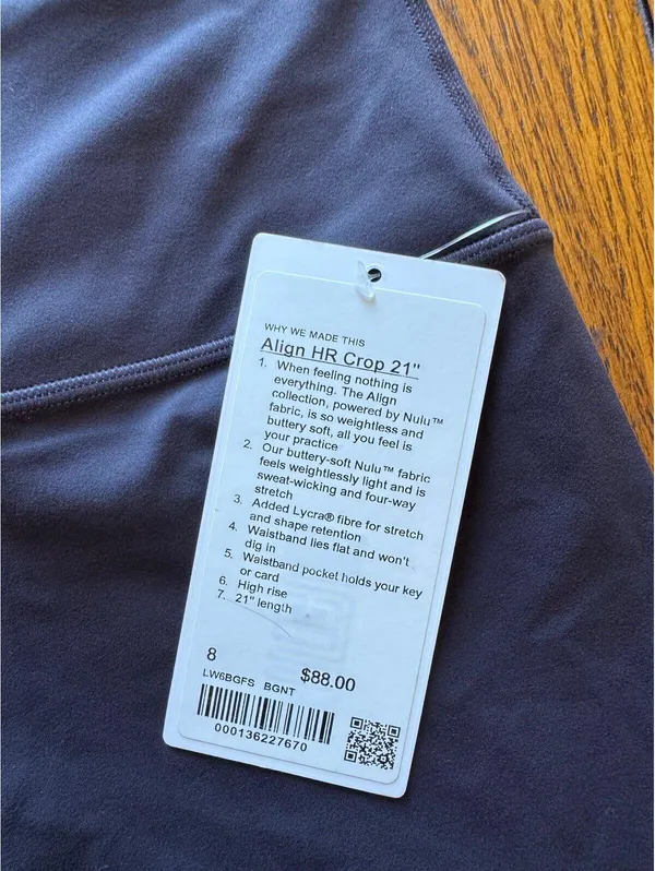 Lululemon Align High Rise 21” Black Granite Size 8 NWT - Image 4