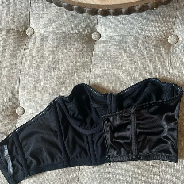 UO Out From Under Black Satin‎ Strapless Corset Top Size Medium - Image 8