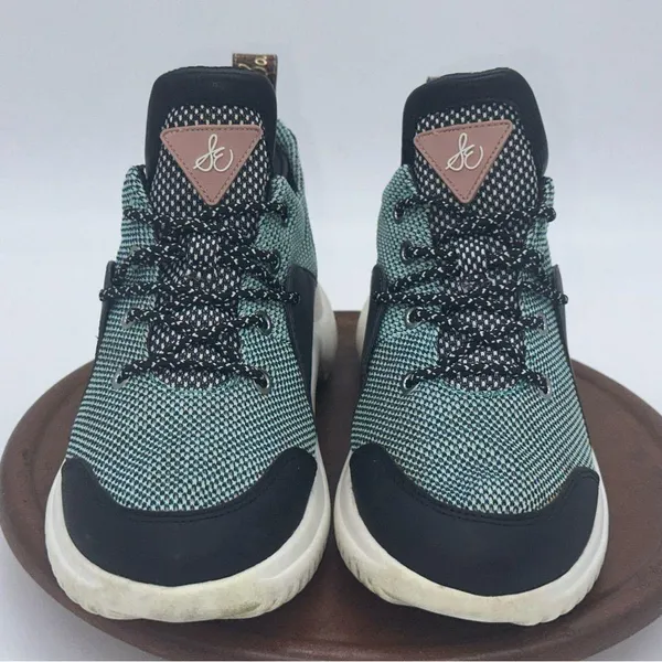 Women Sam Edelman Meena Sneaker Shoes Us Size 8 M Green Black White - Image 2