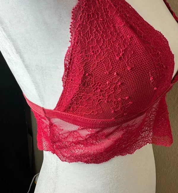 VICTORIA'S SECRET Red Lace Bralette Bra Top Cropped Size Small - Image 6