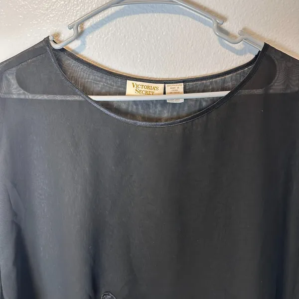 Victoria's Secret Gold Label Size‎ L Black Sheer Boudoir Top Lace Floral 1980's - Image 7
