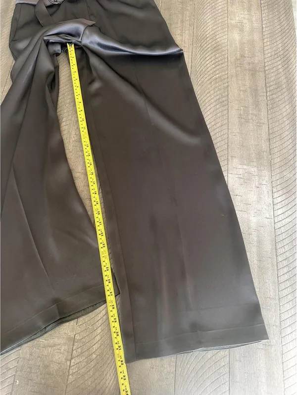 Babaton Aritzia Becket Satin Wide Leg Trouser Pants Soot Brown Women’s size 10 - Image 11