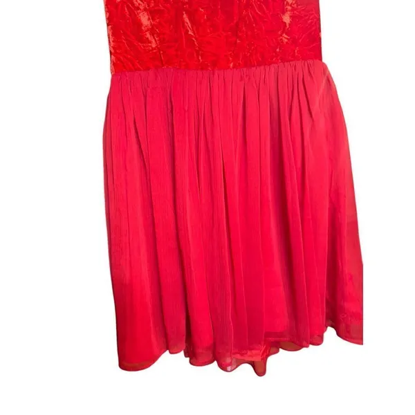 Free People Vibrant Red Crushed Velvet Party Mini Baby Doll Dress Sz‎ 8 - Image 7